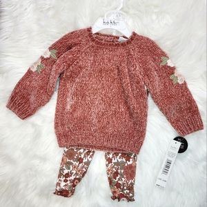 Nicole Miller baby girl floral Chenille Legging Set